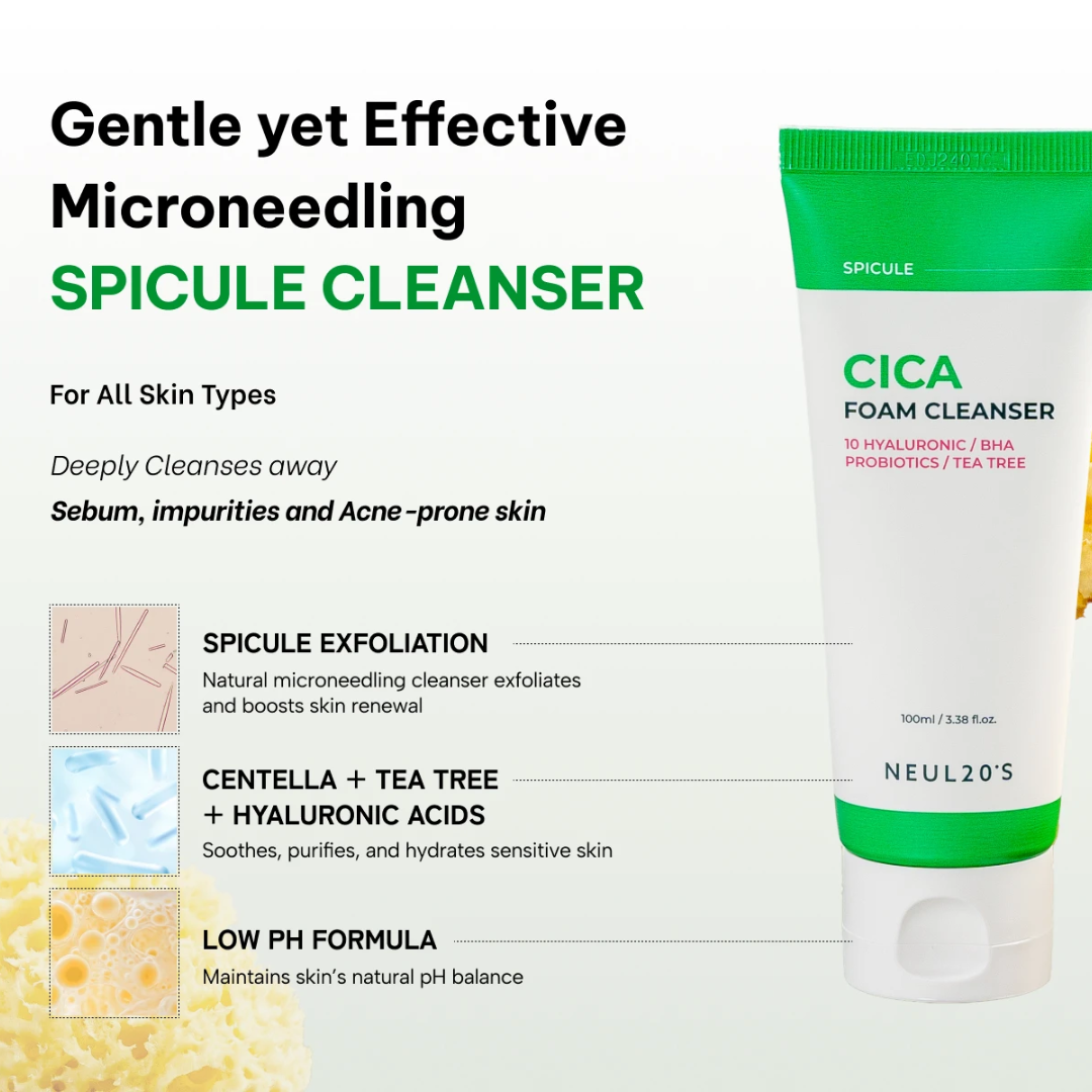 Spicule Cica Foam Cleanser 100ml Korean Face Wash for Acne Prone Skin Care