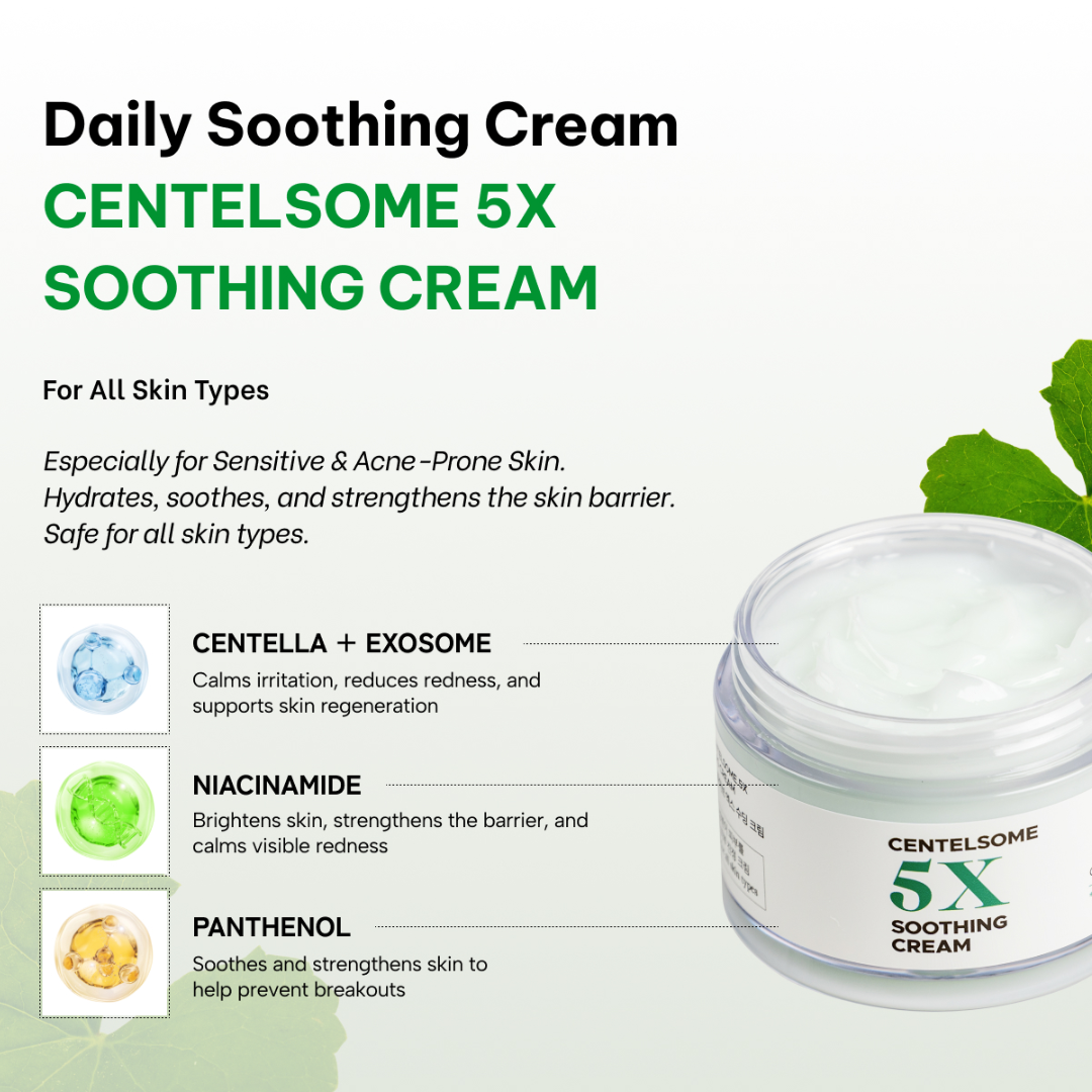 Centella Asiatica Moisturizer Cream 50ml Korean Skincare Face Lotion Ceramide Moisture 5X Soothing Exosome