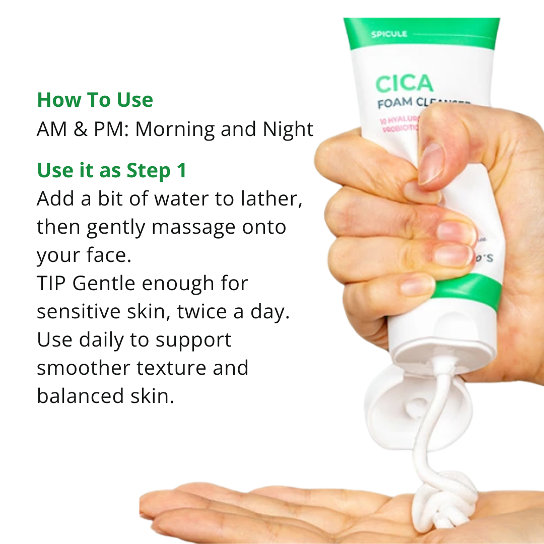 Spicule Cica Foam Cleanser 100ml Korean Face Wash for Acne Prone Skin Care