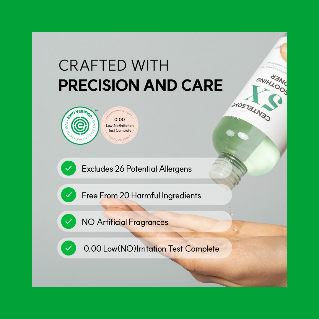 Centella Exosome 5X Soothing Toner 200ml Green Tea Facial Toner Dermatologist-Tested for Sensitive